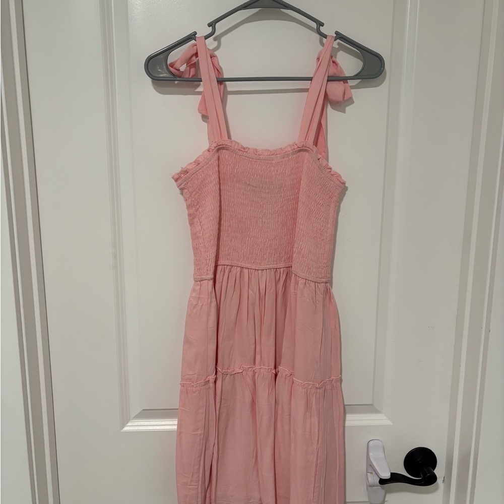 Chic Pink Smocked Mini Dress (S)